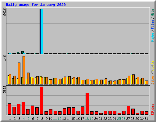 Daily usage for January 2020
