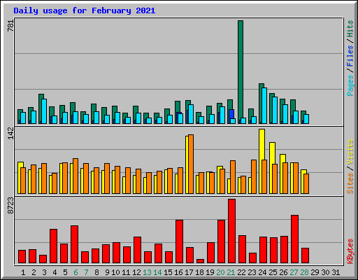Daily usage for February 2021
