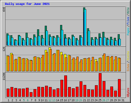 Daily usage for June 2021