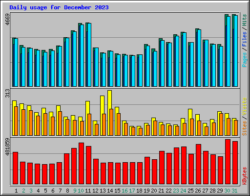Daily usage for December 2023