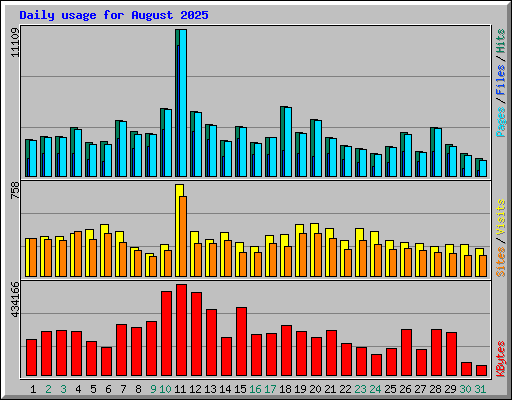 Daily usage for August 2025