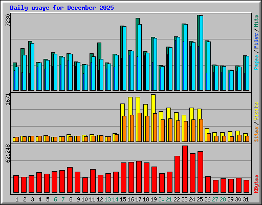 Daily usage for December 2025